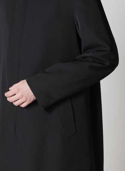WOOL GABARDINE COAT WITH STAND FRONT COLLAR