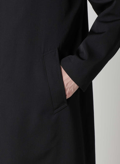 WOOL GABARDINE COAT WITH STAND FRONT COLLAR