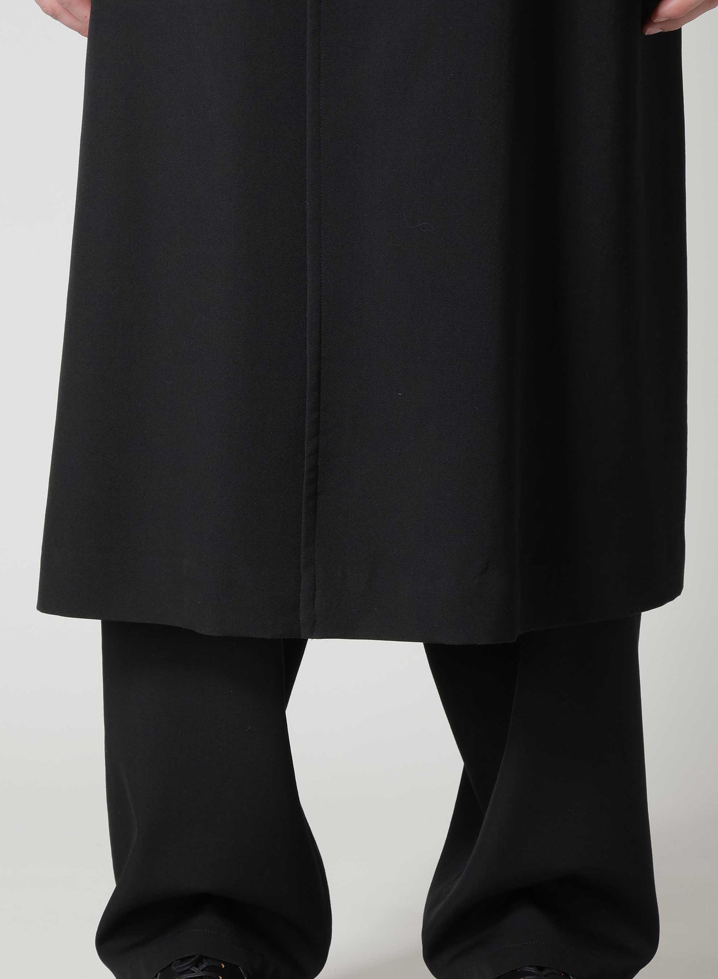 WOOL GABARDINE COAT WITH STAND FRONT COLLAR