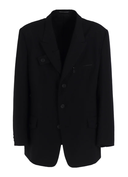WOOL GABARDINE JACKET WITH A RIGHT LAPEL TAB