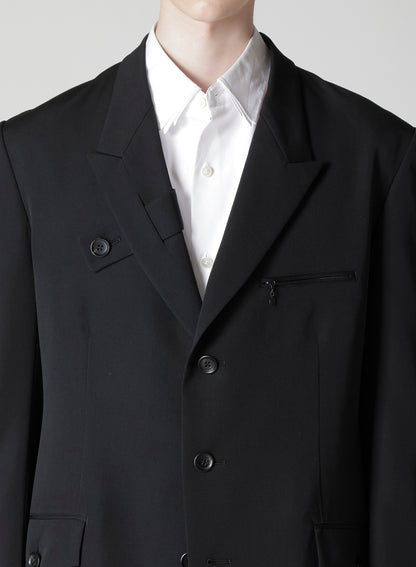 WOOL GABARDINE JACKET WITH A RIGHT LAPEL TAB