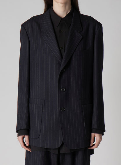 STRIPED SERGE JACKET WITH WAIST POCKETS