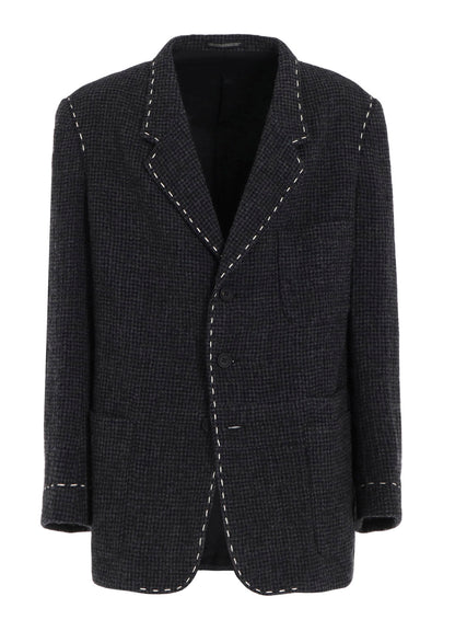 HOUNDSTOOTH JACKET WITH LEFT PANEL AND HAND STITCH