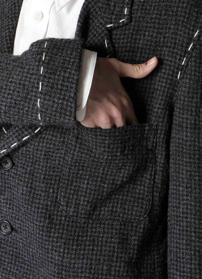 HOUNDSTOOTH JACKET WITH LEFT PANEL AND HAND STITCH