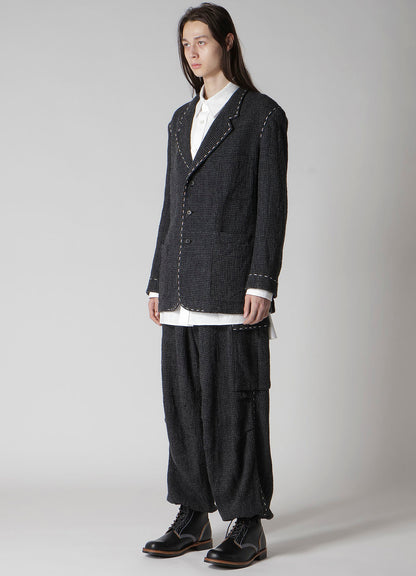 HOUNDSTOOTH JACKET WITH LEFT PANEL AND HAND STITCH