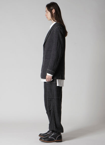 HOUNDSTOOTH JACKET WITH LEFT PANEL AND HAND STITCH