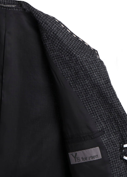 HOUNDSTOOTH JACKET WITH LEFT PANEL AND HAND STITCH
