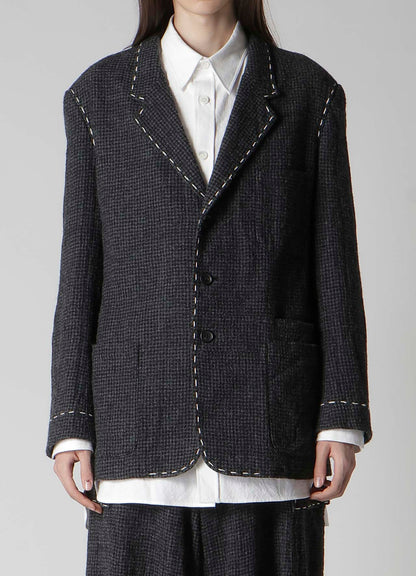 HOUNDSTOOTH JACKET WITH LEFT PANEL AND HAND STITCH
