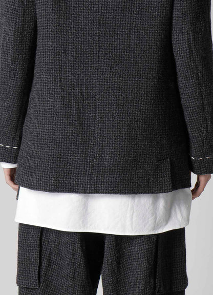 HOUNDSTOOTH JACKET WITH LEFT PANEL AND HAND STITCH