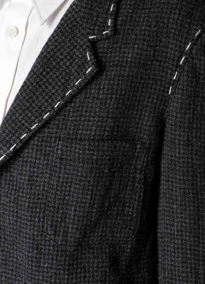 HOUNDSTOOTH JACKET WITH LEFT PANEL AND HAND STITCH