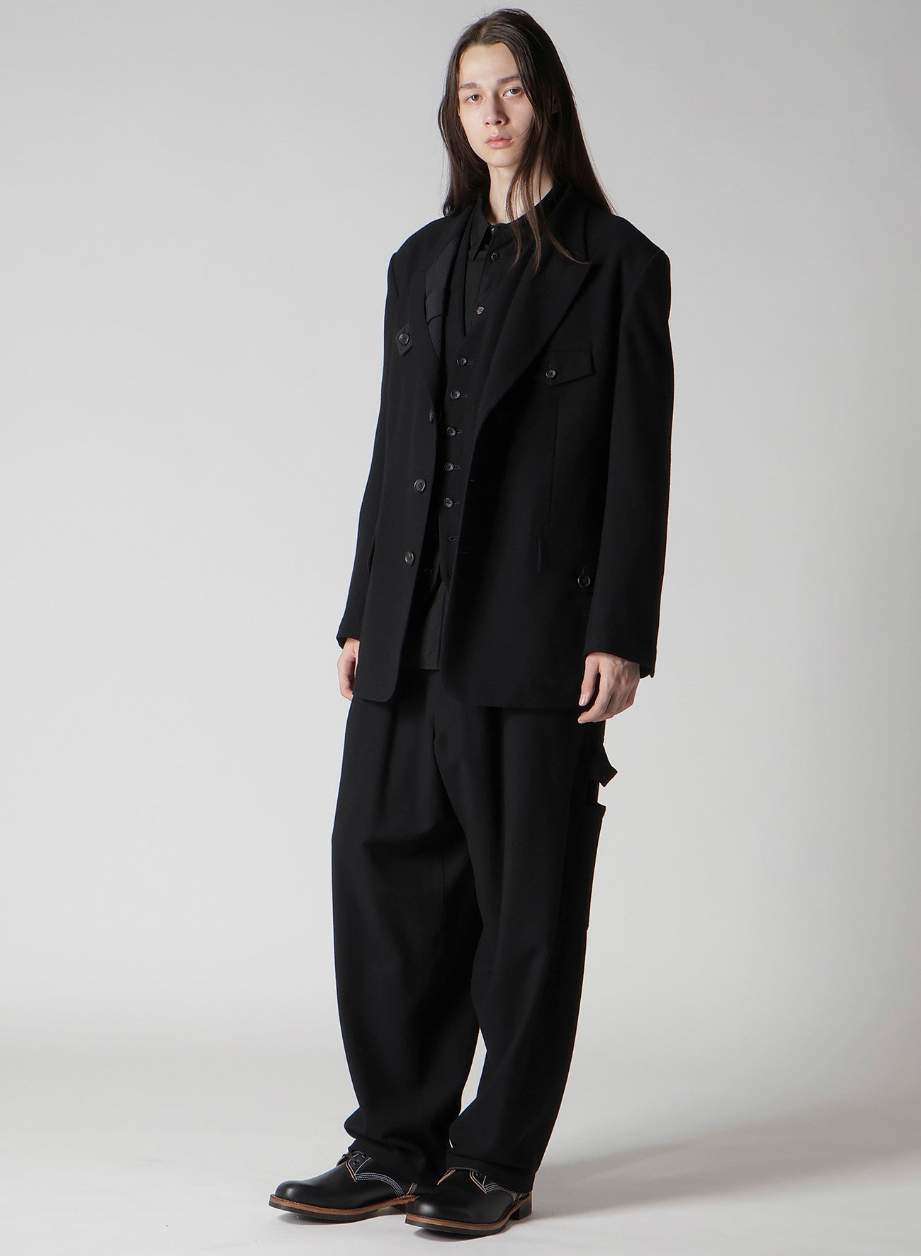 FLANNEL & NYLON RIPSTOP JACKET WITH LAPEL TAB AND UTILITY POCKETS