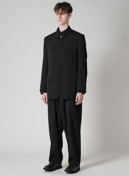 WOOL GABARDINE JACKET WITH MILITARY DETILS