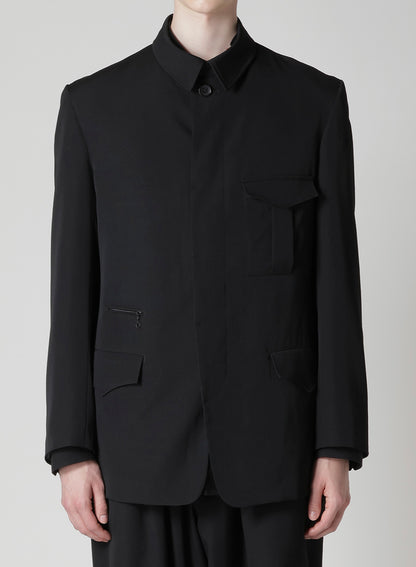 WOOL GABARDINE JACKET WITH MILITARY DETILS