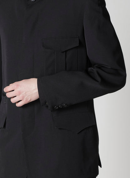 WOOL GABARDINE JACKET WITH MILITARY DETILS