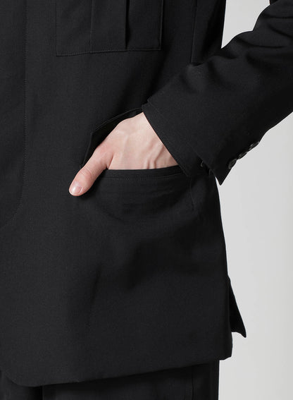 WOOL GABARDINE JACKET WITH MILITARY DETILS