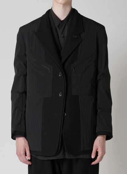 FLANNEL & NYLON RIPSTOP JACKET WITH FRONT LEFT LAYRED