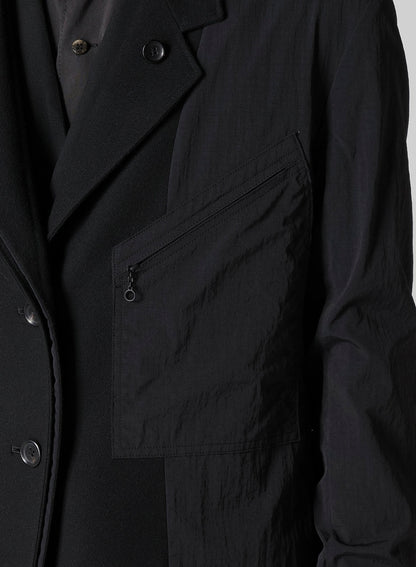 FLANNEL & NYLON RIPSTOP JACKET WITH FRONT LEFT LAYRED