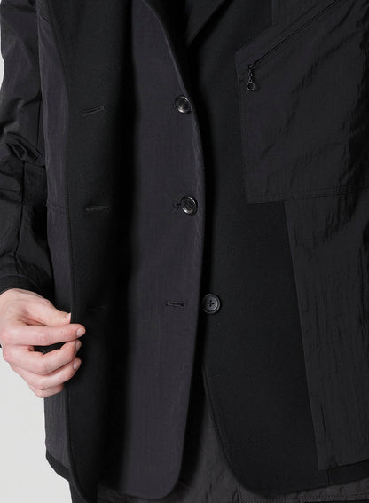 FLANNEL & NYLON RIPSTOP JACKET WITH FRONT LEFT LAYRED