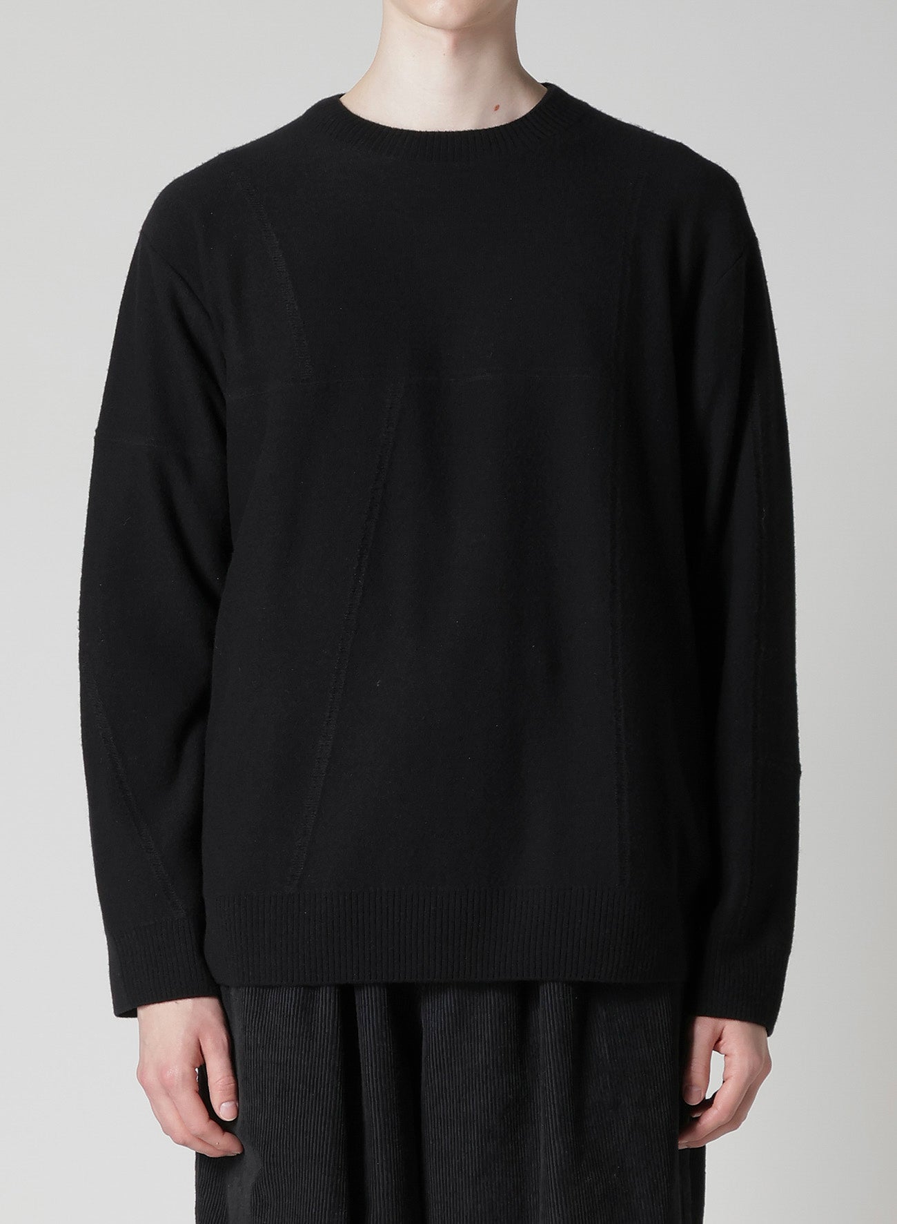 PANEL DESIGN ROUND NECK PULLOVER KNIT