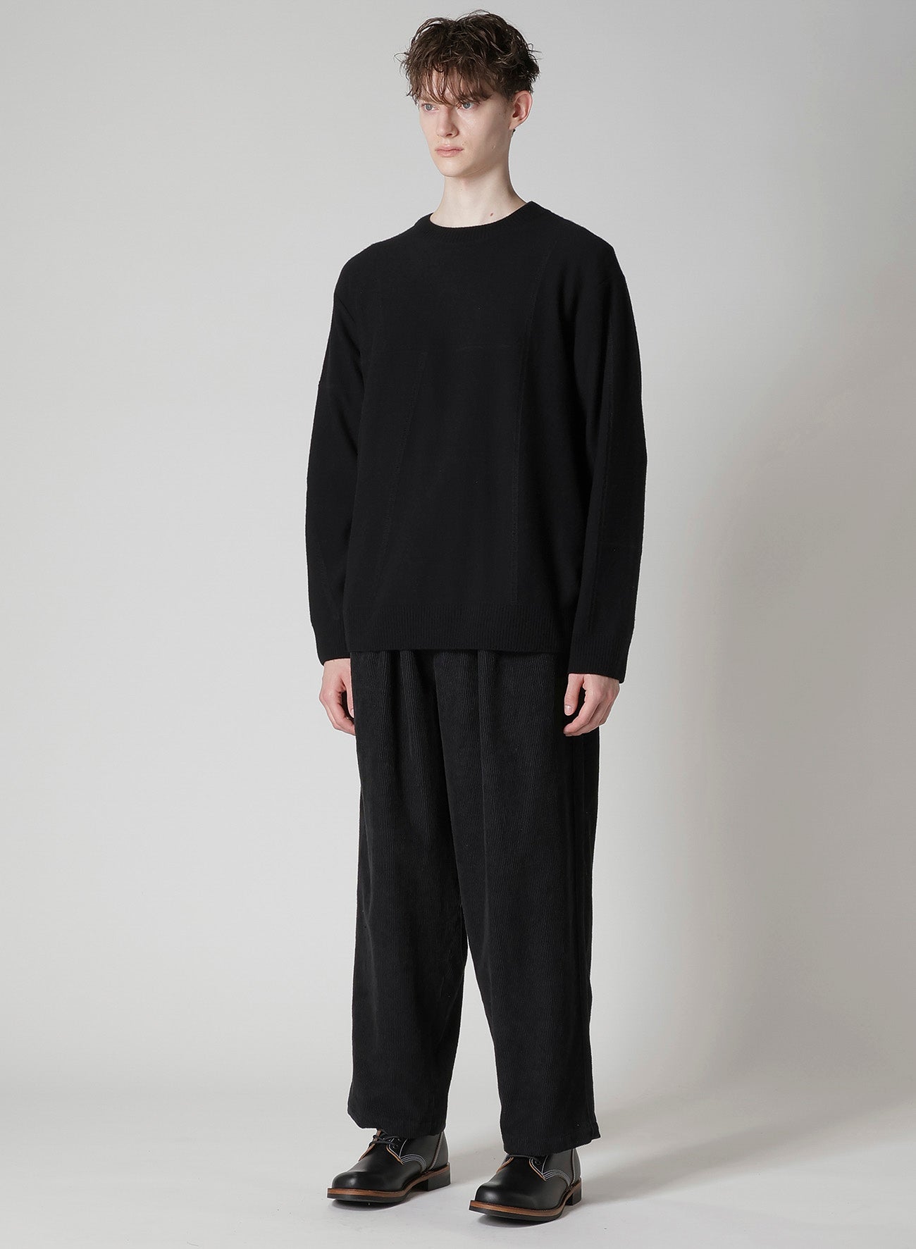 PANEL DESIGN ROUND NECK PULLOVER KNIT