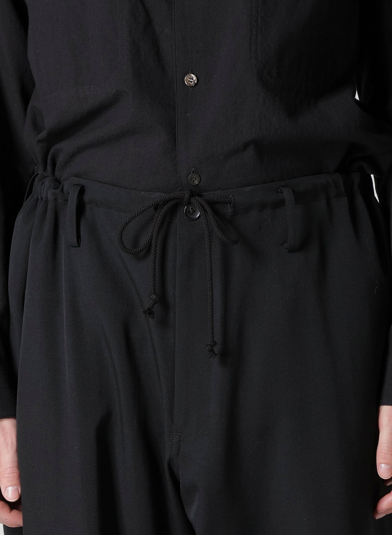 WOOL GABARDINE WIDE STRING PANTS