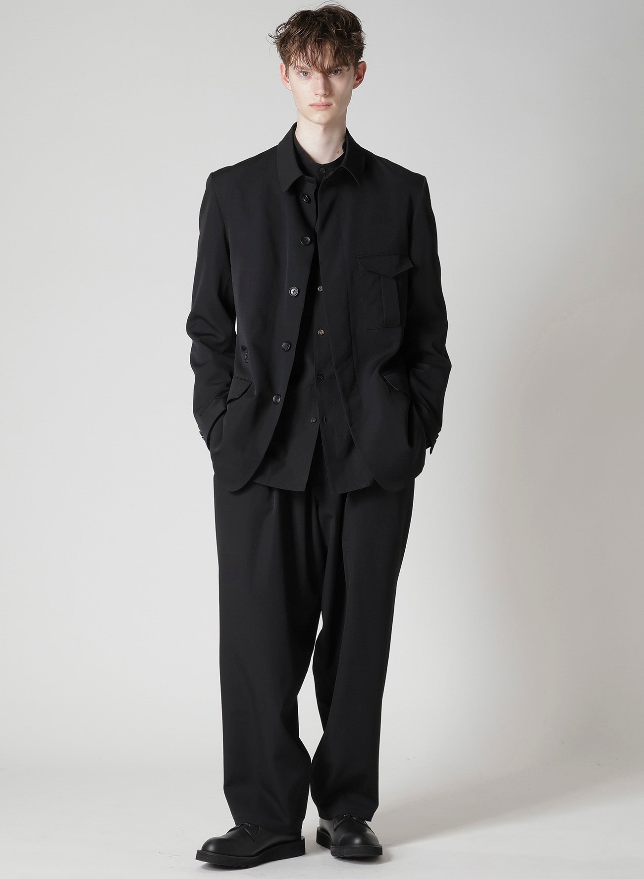 WOOL GABARDINE WIDE STRING PANTS