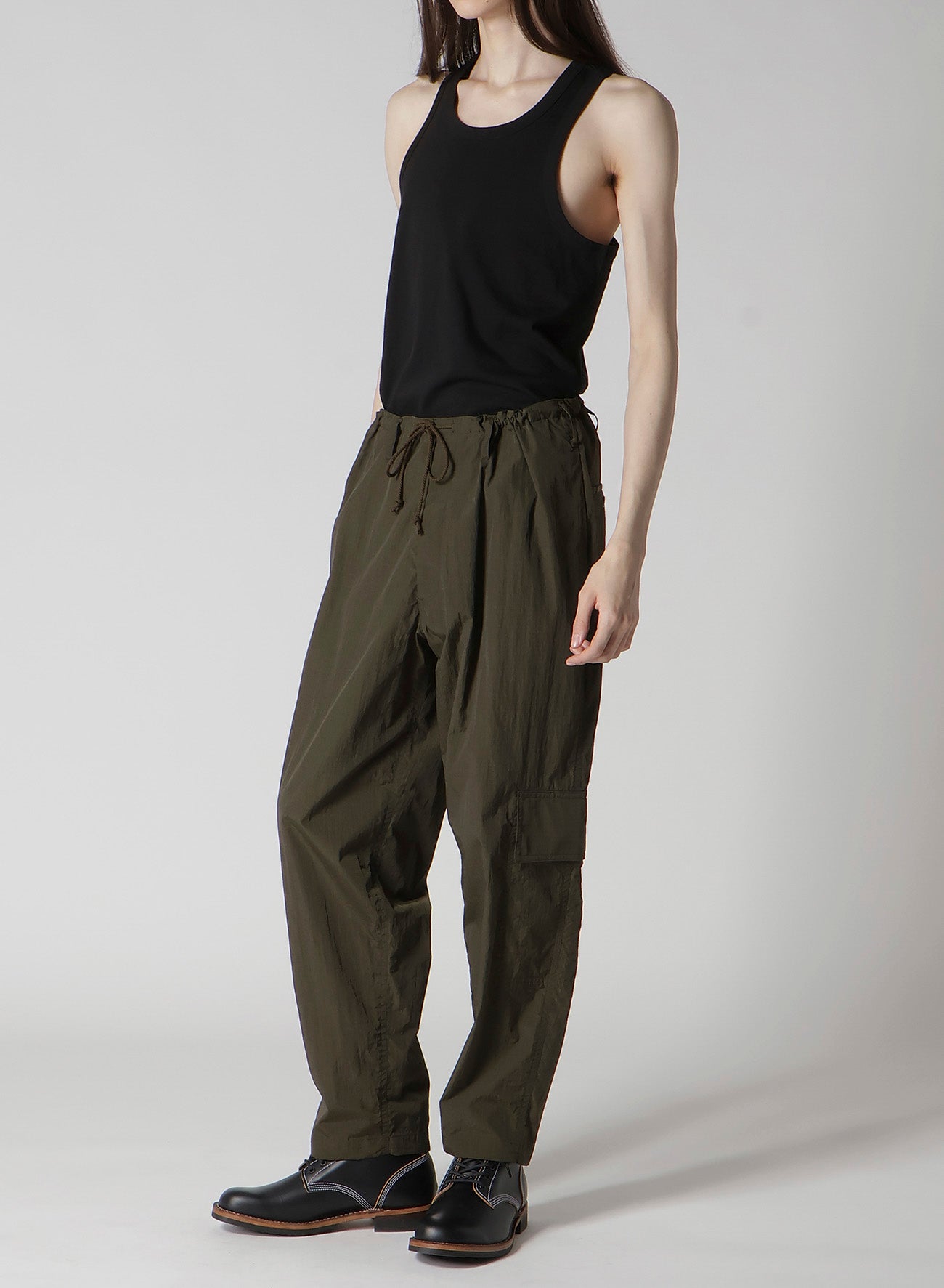 NYLON RIPSTOP SIDE-TUCK DRAWSTRING PANTS
