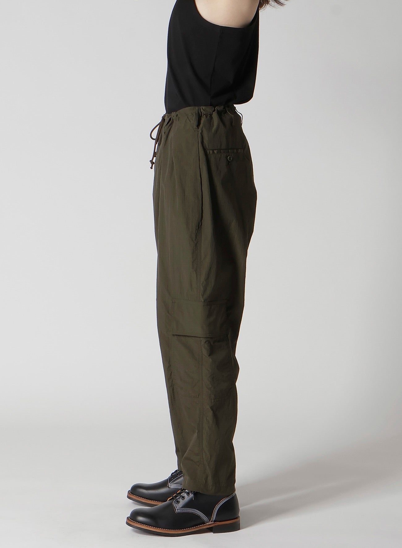 NYLON RIPSTOP SIDE-TUCK DRAWSTRING PANTS