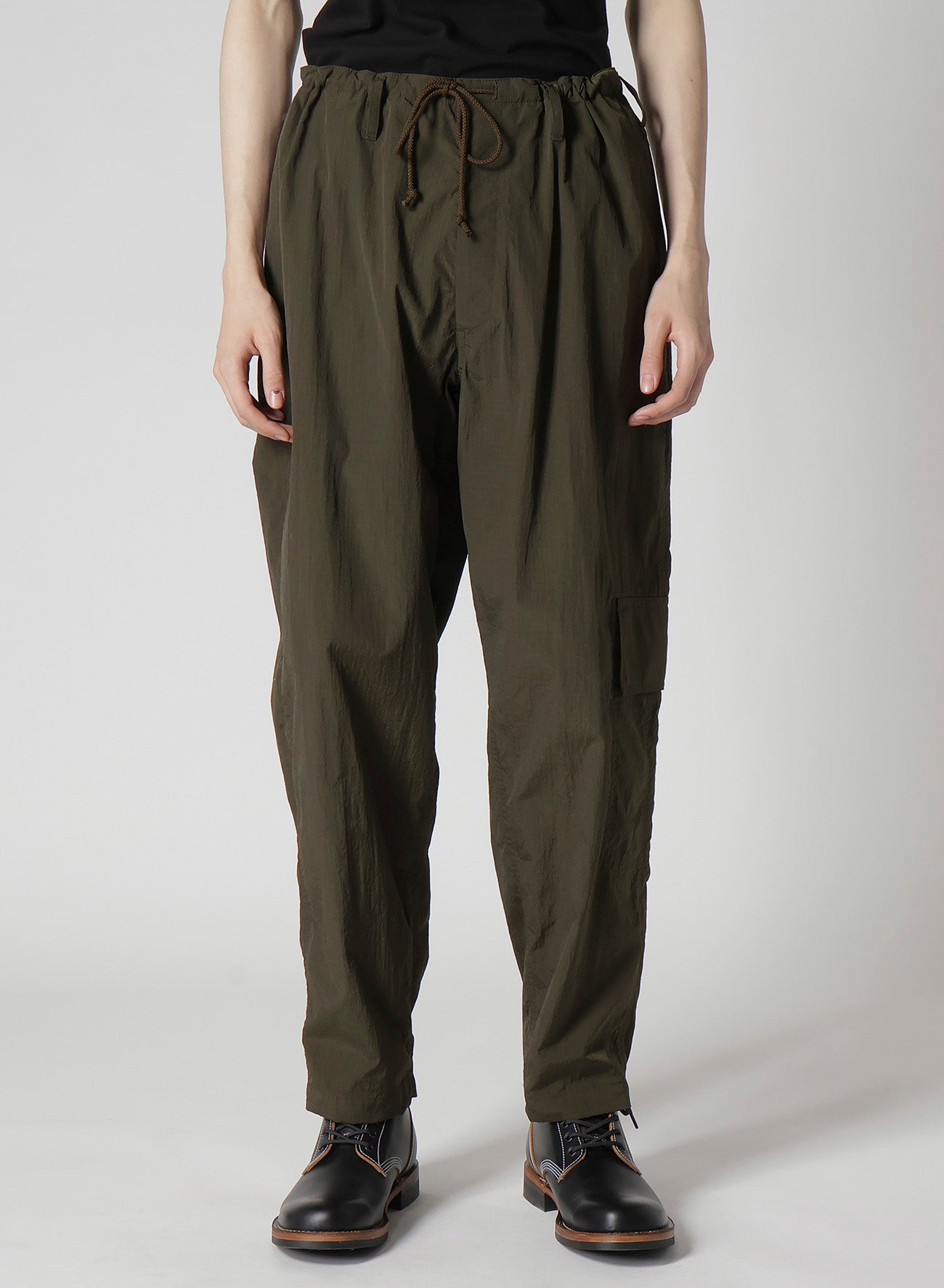 NYLON RIPSTOP SIDE-TUCK DRAWSTRING PANTS