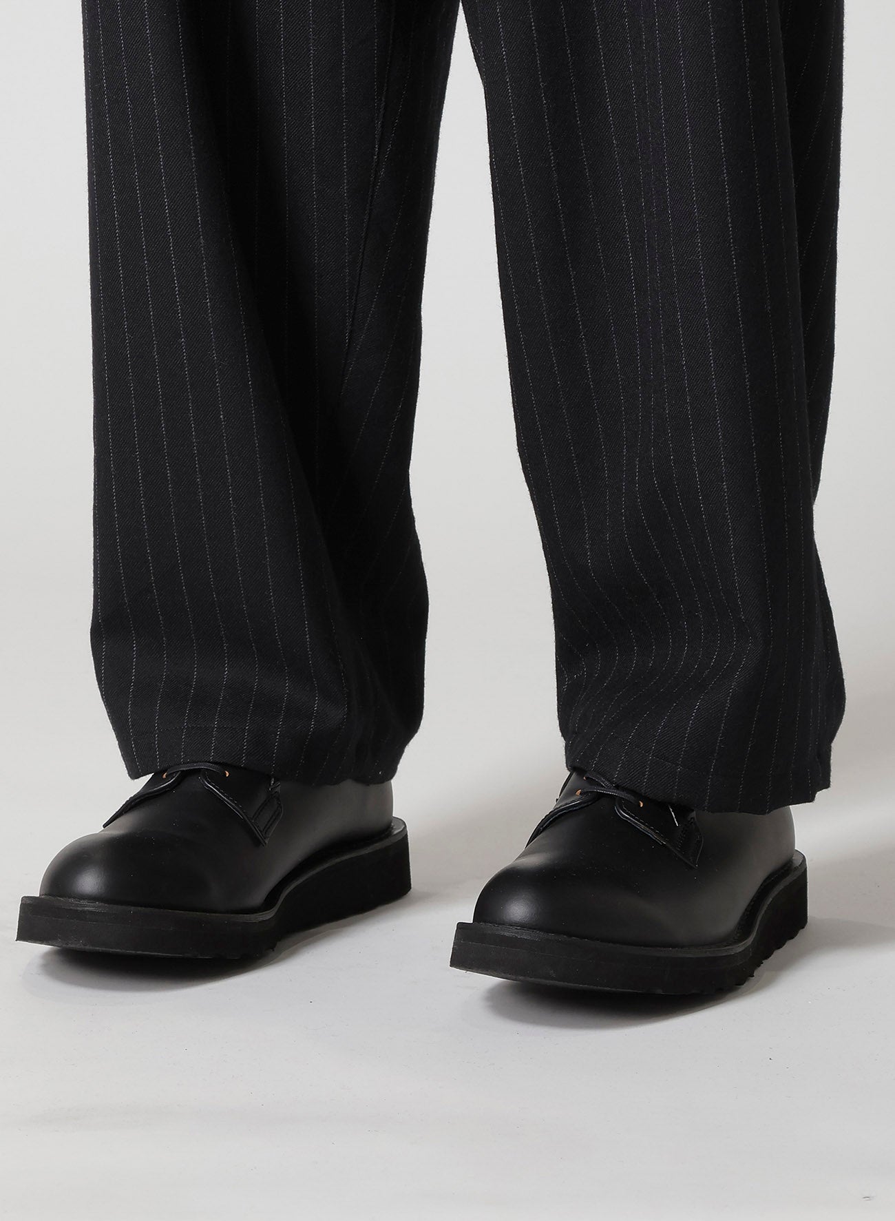 STRIPED SERGE WIDE-LEG DRAWSTRING PANTS