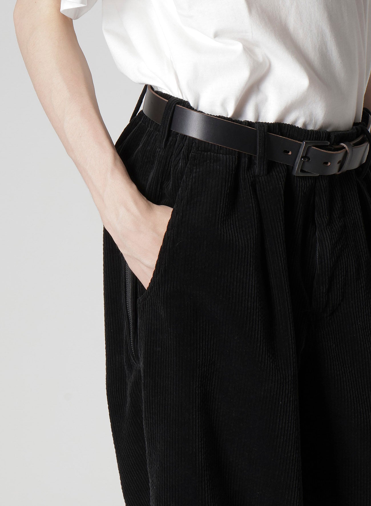 SIDE ZIP PANTS WITH CORDUROY
