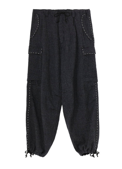 HOUNDSTOOTH CARGO PANTS WITH HAND STITCH