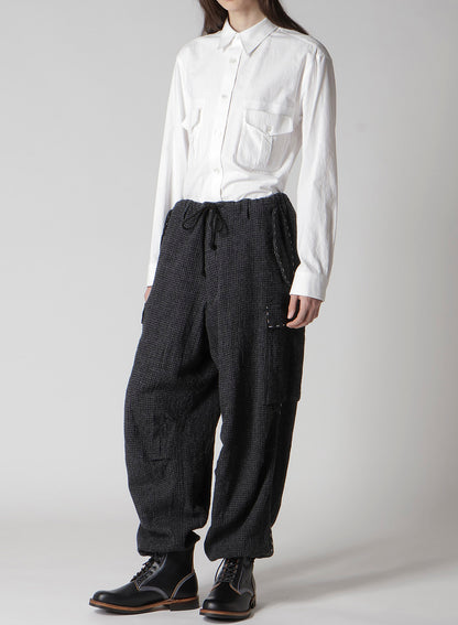 HOUNDSTOOTH CARGO PANTS WITH HAND STITCH