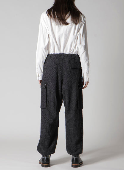 HOUNDSTOOTH CARGO PANTS WITH HAND STITCH
