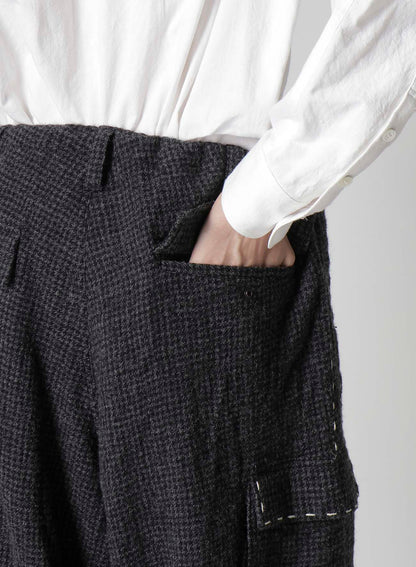 HOUNDSTOOTH CARGO PANTS WITH HAND STITCH