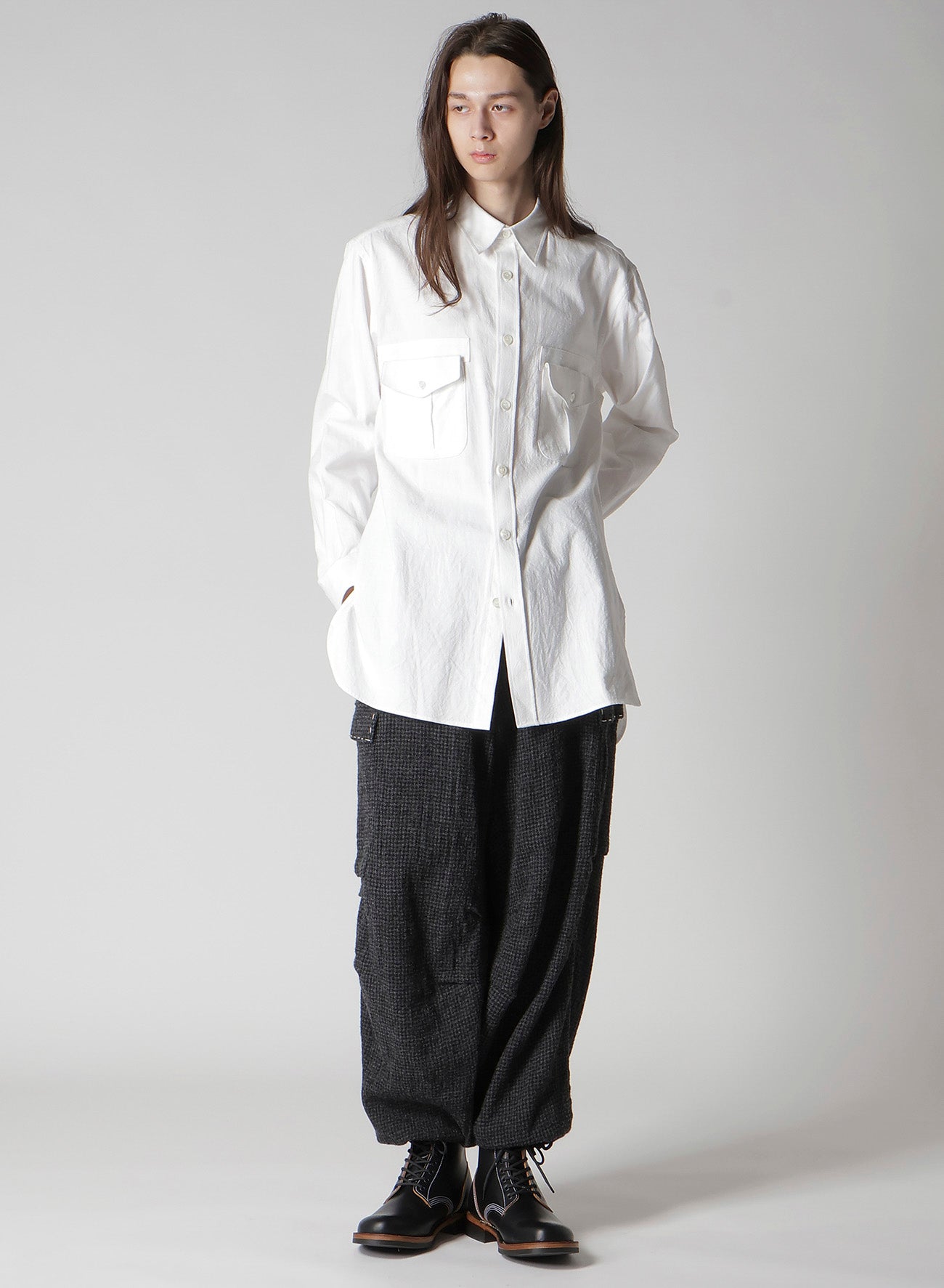 HOUNDSTOOTH CARGO PANTS WITH HAND STITCH