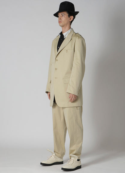 COTTON GABARDINE JACKET WITH SHOULDER BUCKLE PEAKED