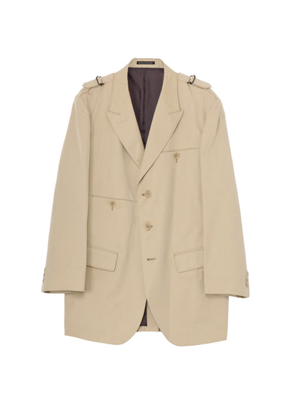 COTTON GABARDINE JACKET WITH SHOULDER BUCKLE PEAKED
