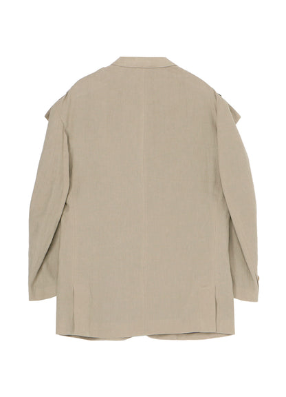 COTTON LINEN VIYELLA 2-BUTTONS JACKET WITH SHOULDER BUCKLES