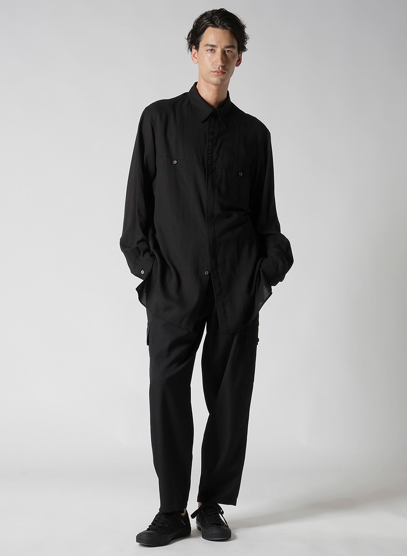 CELLULOSE LAWN BUTTON SHIRT WITH SPARE COLLAR