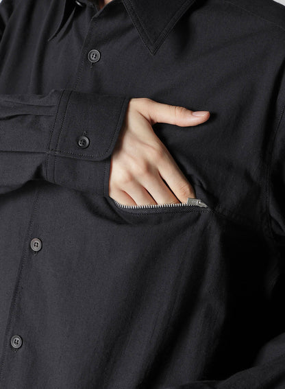 COTTON HEMP BROAD SHIRT WITH ZIP POCKET