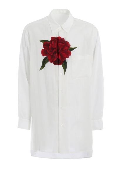 REGULAR COLLAR SHIRT WITH RED FLOWER PRINT