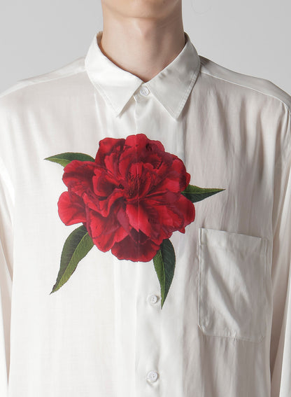 REGULAR COLLAR SHIRT WITH RED FLOWER PRINT