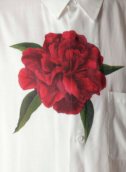 REGULAR COLLAR SHIRT WITH RED FLOWER PRINT
