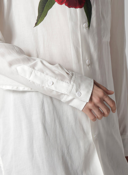 REGULAR COLLAR SHIRT WITH RED FLOWER PRINT