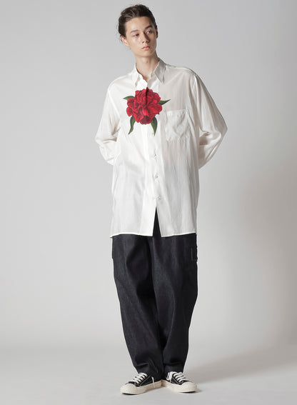 REGULAR COLLAR SHIRT WITH RED FLOWER PRINT