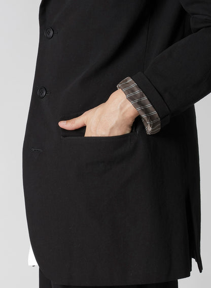 RIGHT DOUBLE RIMMED POCKET JACKET WITH COTTON LINEN UNEVEN YARN CANVAS