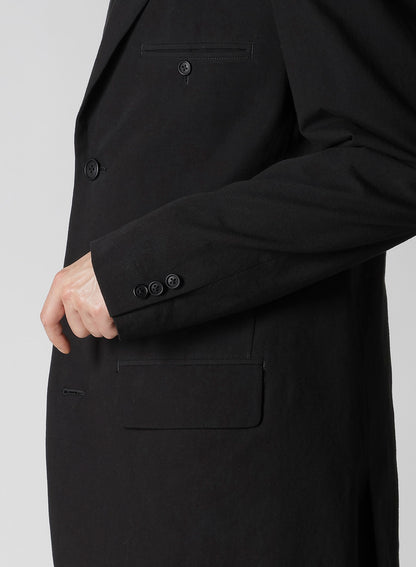 RIGHT DOUBLE RIMMED POCKET JACKET WITH COTTON LINEN UNEVEN YARN CANVAS