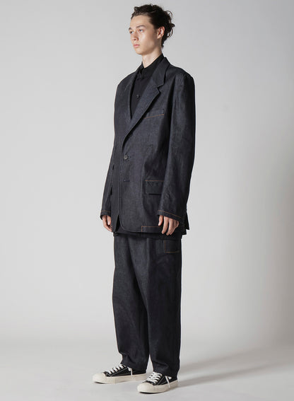 13oz UNEVEN YARN DENIM JACKET WITH 3-BUTTONS COLOR COMBI