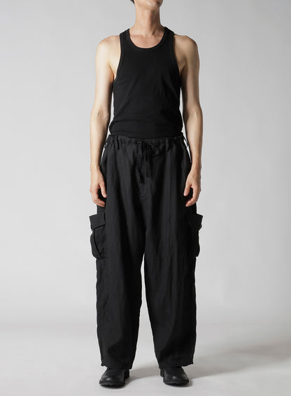 Y's for men x 120% LINO LINEN STRING PANTS WITH SIDE OUT POCKET